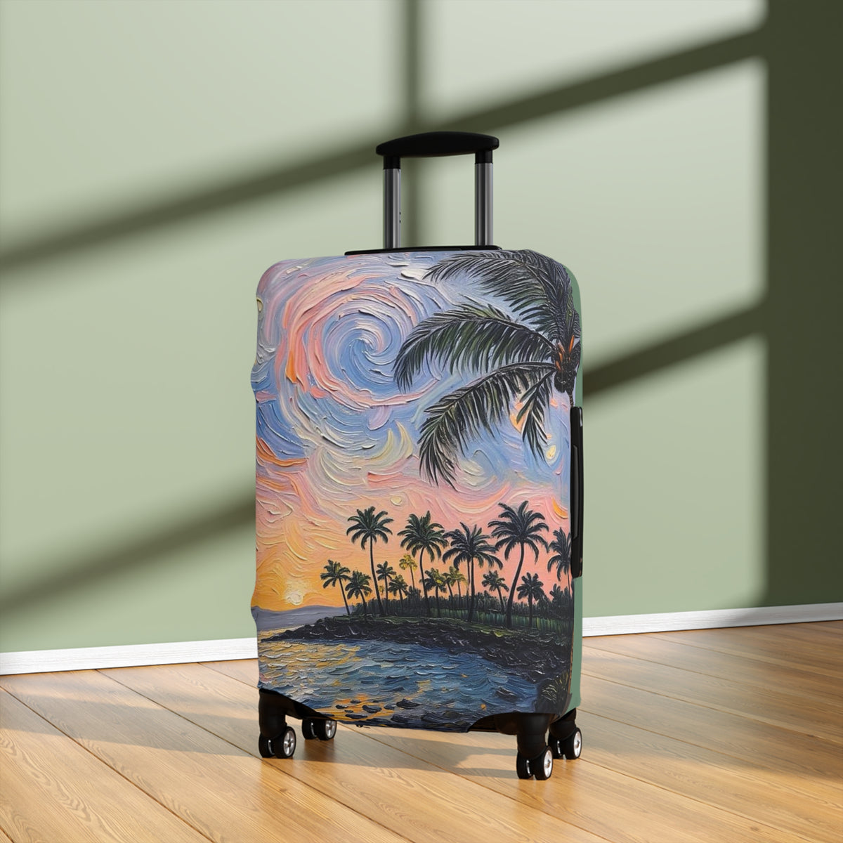 Luggage Cover Protector -Tropical Painterly Style Design - 'Into the Sunset'  -